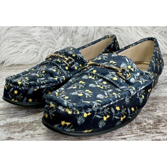 CABI Velvet Loafer Women’s Size 8 Blue/Yellow Horsebit Carnaby Floral 6005 EUC! - Picture 9 of 11